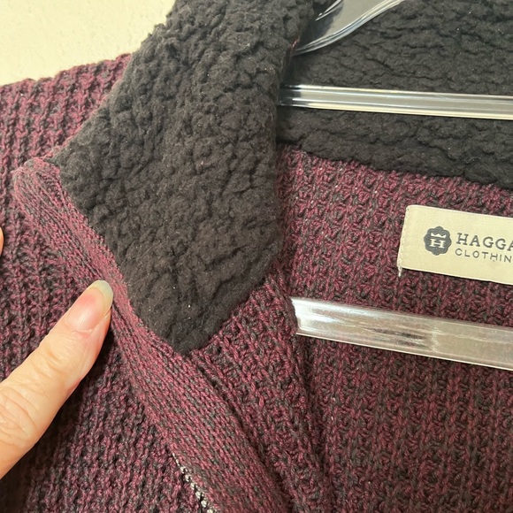 HAGGAR Clothing 100% Cotton Zip Neck Type Burgundy Sweater Men’s Large - Picture 6 of 6